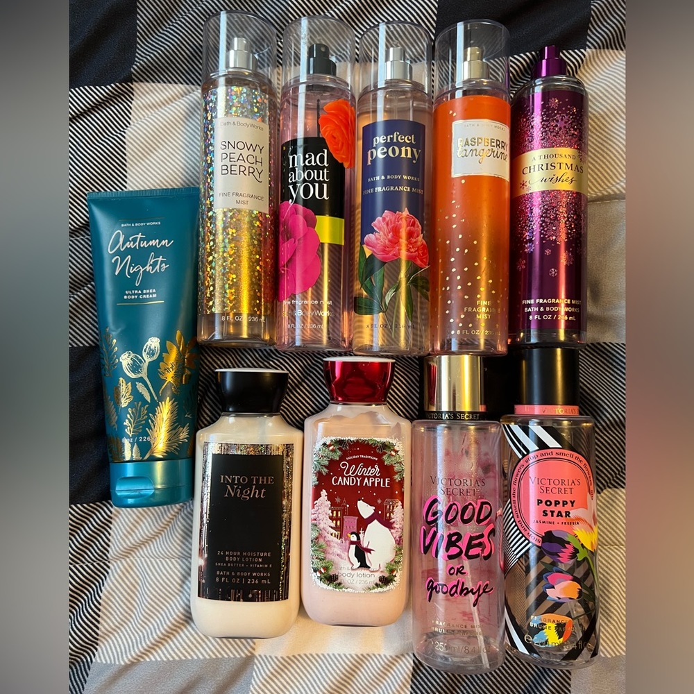 Bath & Body Works/ Victoria Secret body spray and lotions lot